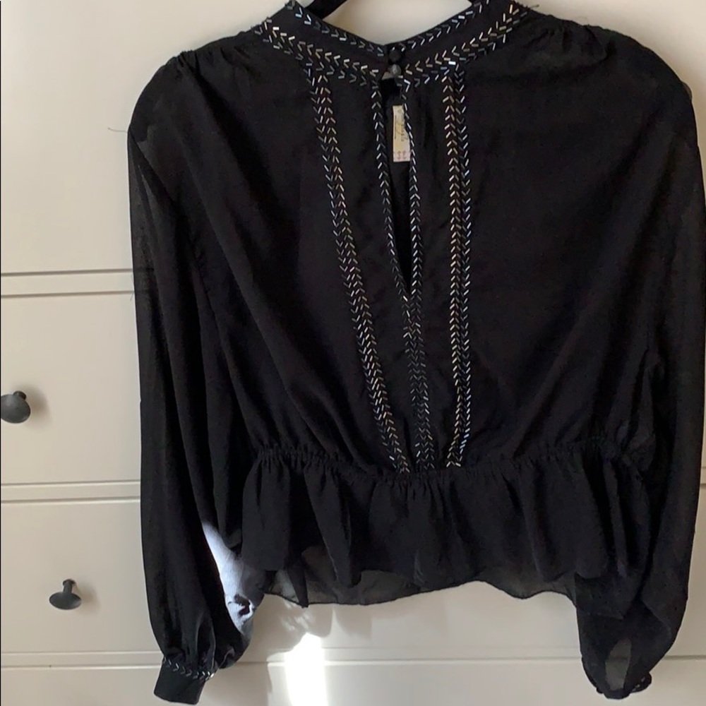 Sheer free people high neck top